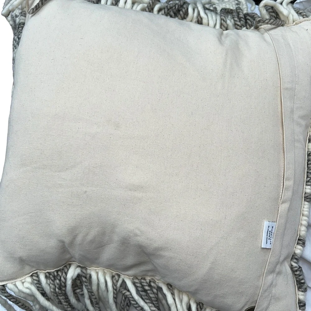 Magnolia Home Neutral Stunning gray wool plaid high quality 2 pillow COvers